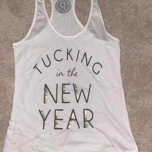 Pure Barre small Tucking in the New Year tank
